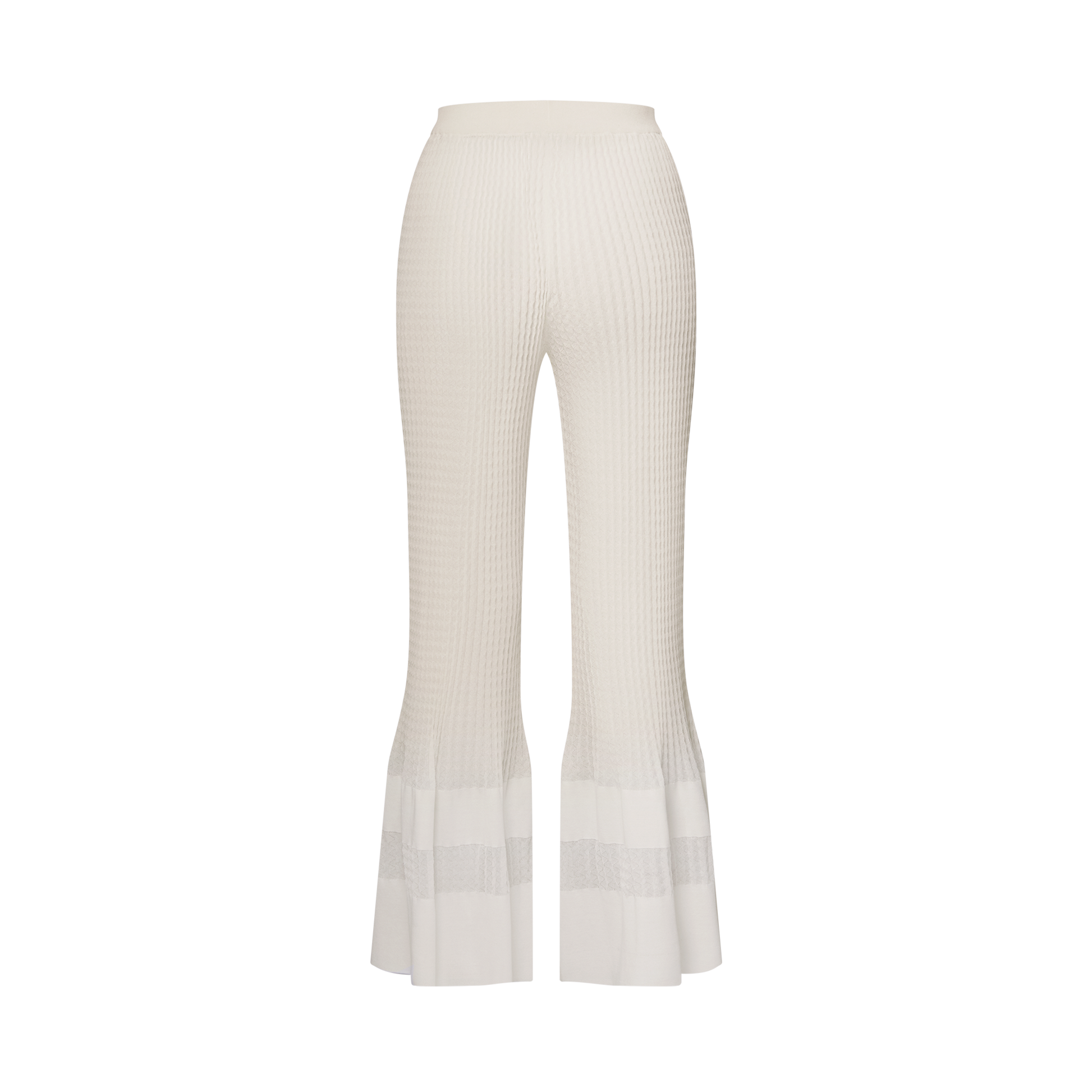 Ivory Ribbed Flared Knit Pant