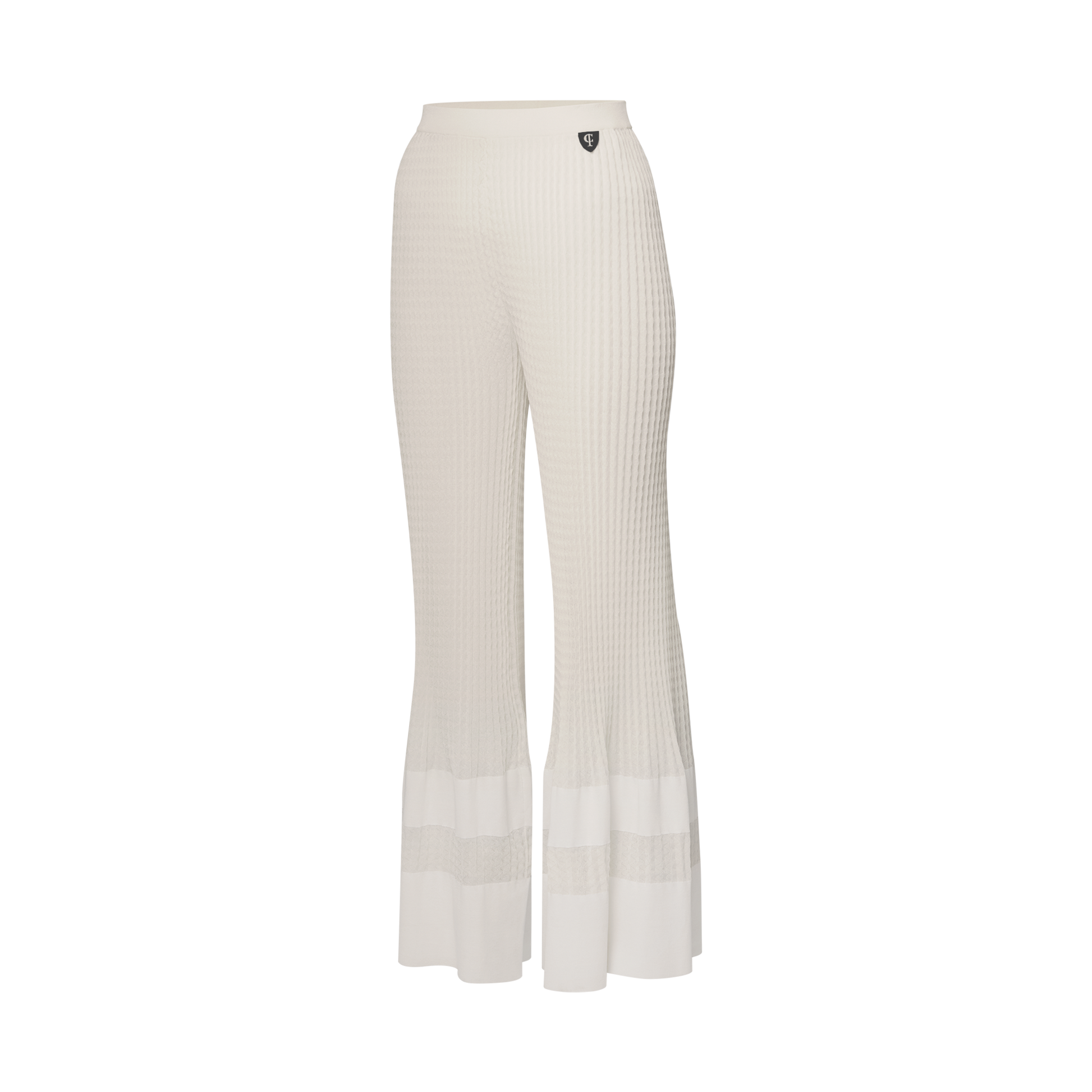 Ivory Ribbed Flared Knit Pant