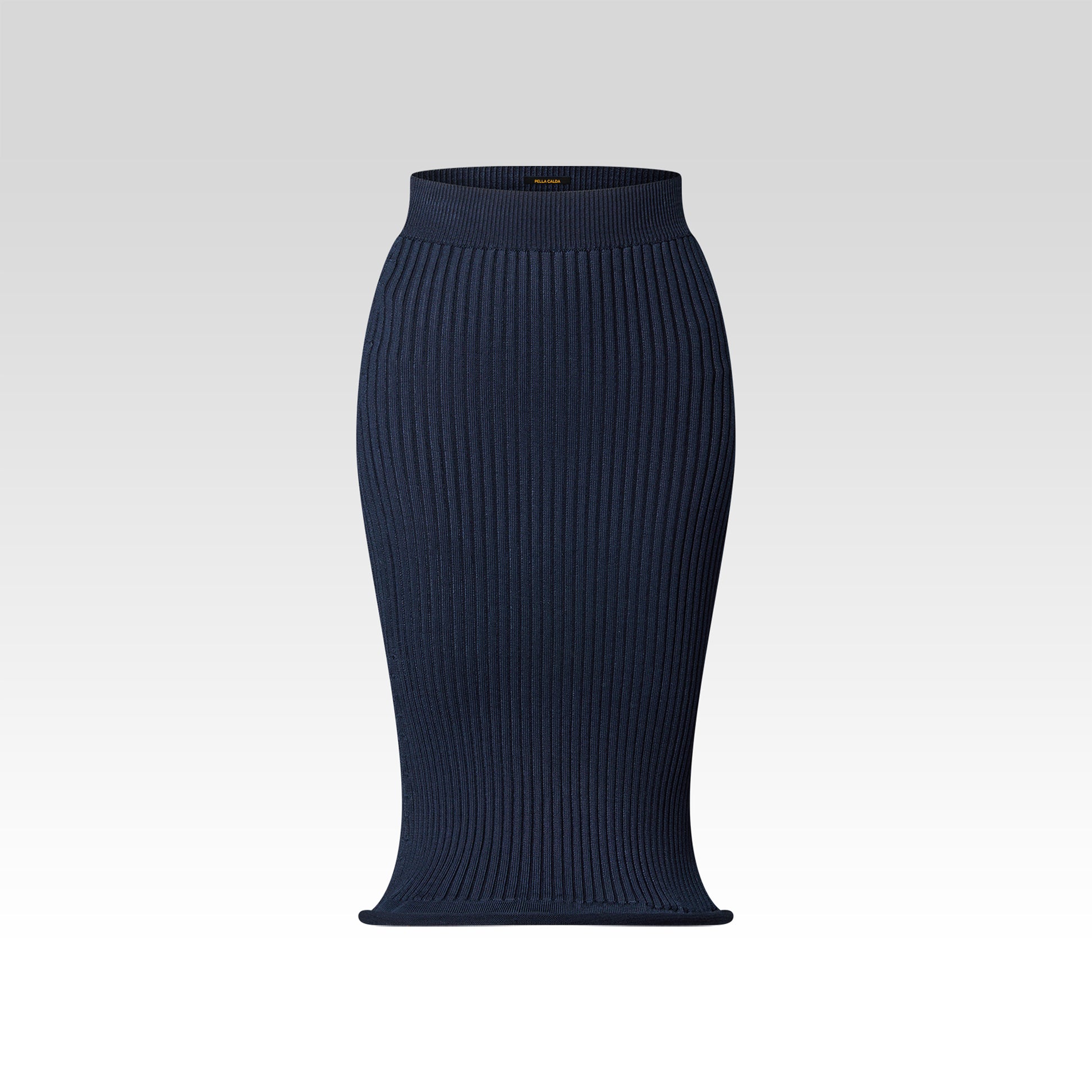 Midnight Ribbed Knit Midi Skirt